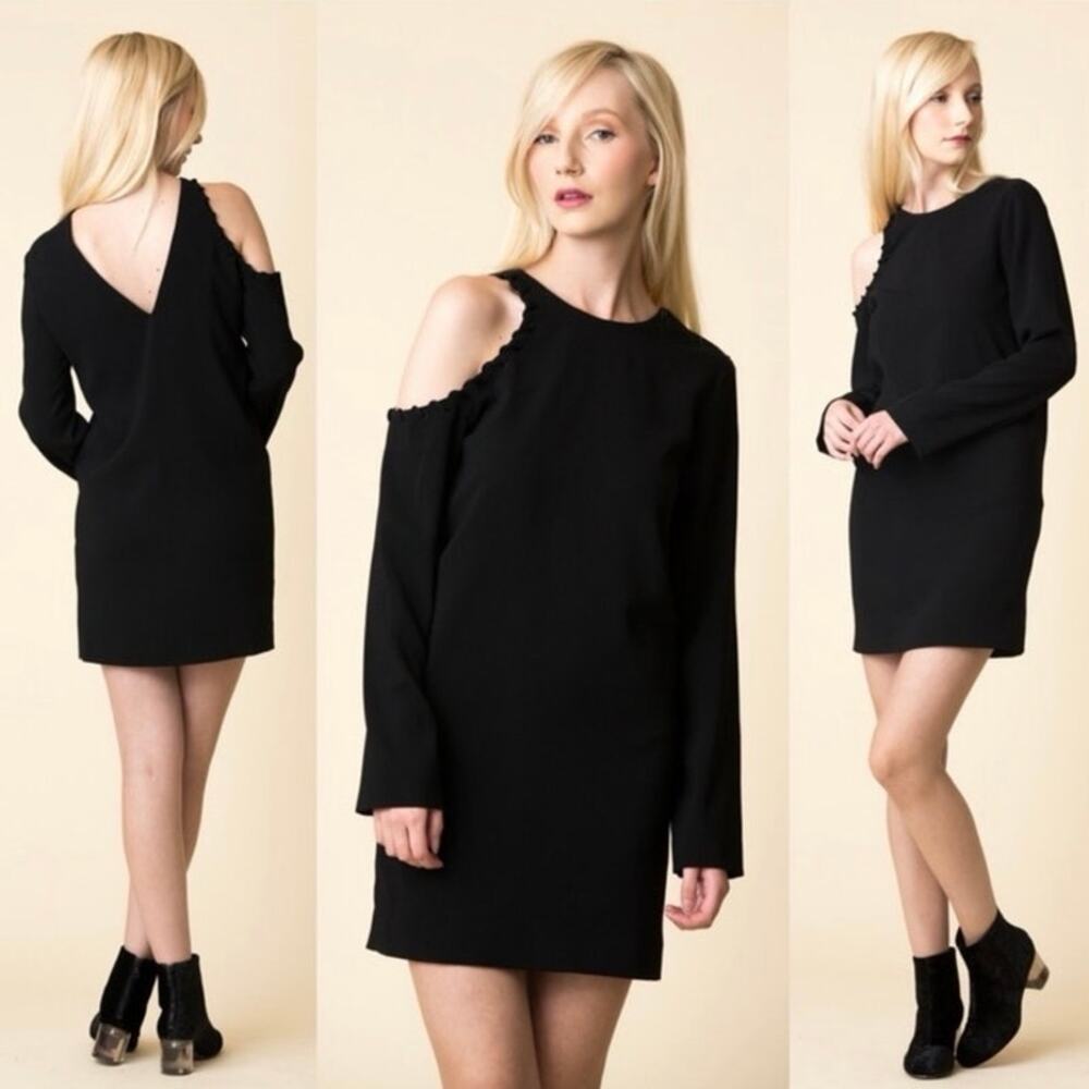 IRO Black Cold-Shoulder Mini Dress